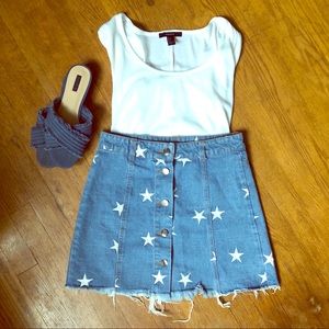 San Souci Distressed Denim Miniskirt